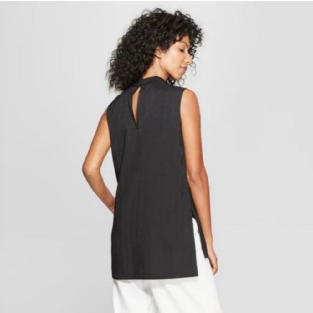❤️FINAL PRICE✨prologue black sleeveless mock neck textured blouse✨ - Picture 2 of 7